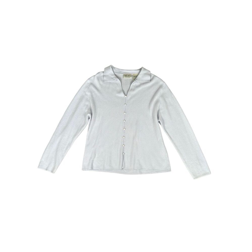 vintage kathie lee collection button front collar knit sweater granny core XL